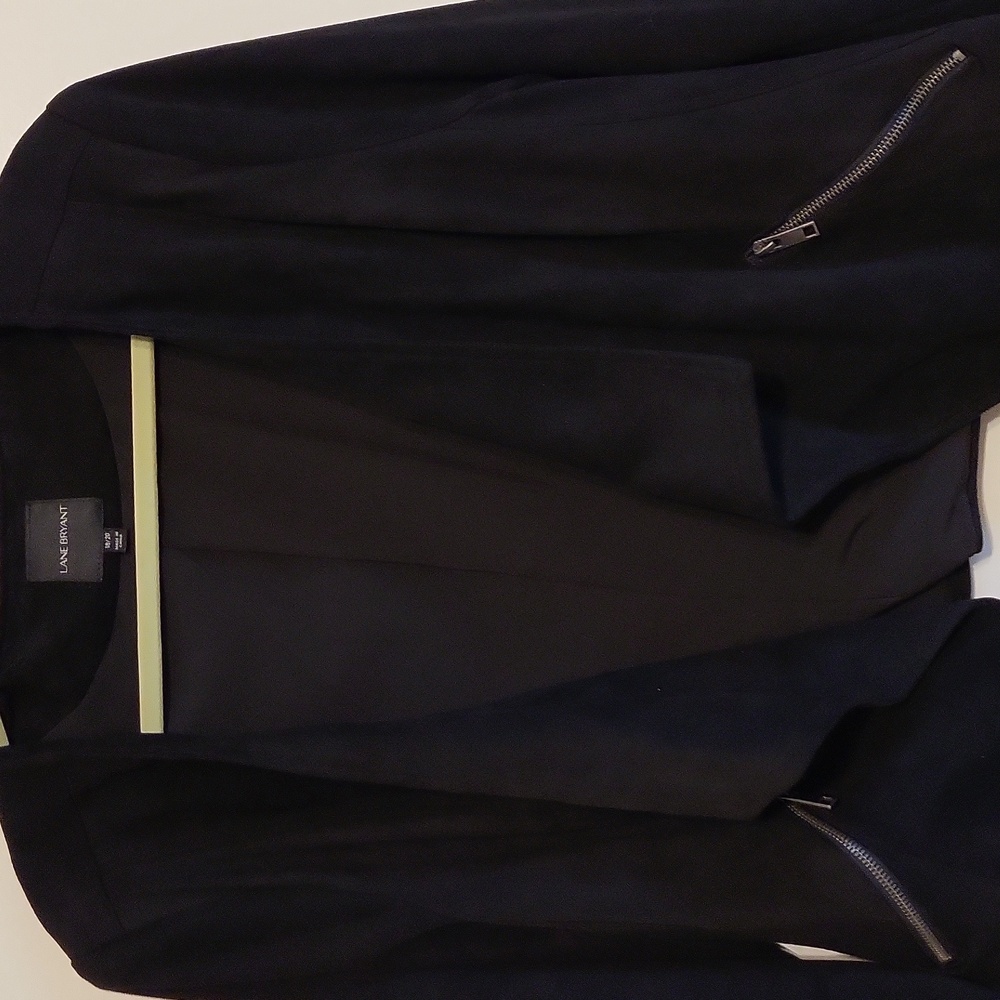 Lane Bryant 18 20 Black Faux Suede Waterfall Jacket With Pockets